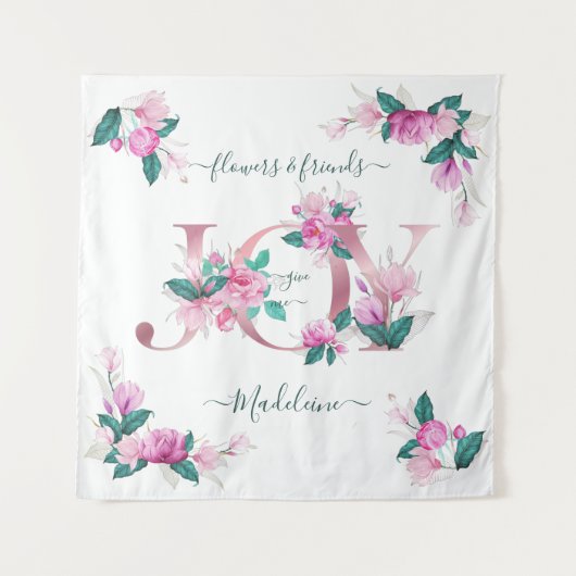 Elegante rosafarbene Peonies Wasserfarbene Joy Let Wandteppich (Vorderseite)