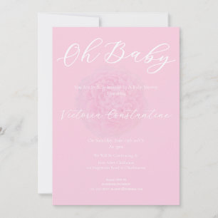 Elegante rosafarbene Pfingstrosen-Oh-Baby-Baby-Sho Einladung