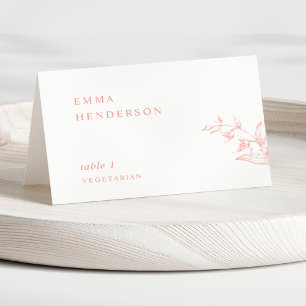 Elegante rosafarbene Pfirsich-Hochzeitsplatzkarten Tischnummer