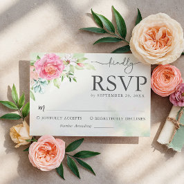 Elegante, rosafarbene, rustikale Hochzeitsaktionsk RSVP Karte