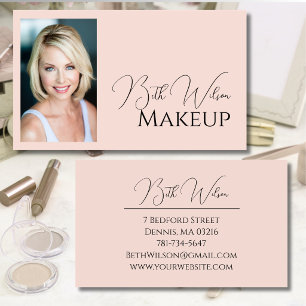 Elegante rosafarbene Schönheits-Business-Makeup-Fo Visitenkarte