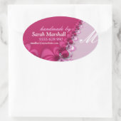 Elegante rosafarbene Spitzen, handgefertigt durch Ovaler Aufkleber (Tasche)