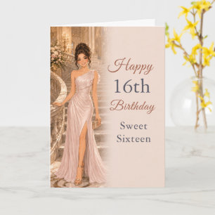 Elegante rosafarbene Sweet 16 Geburtstagsfeier Karte