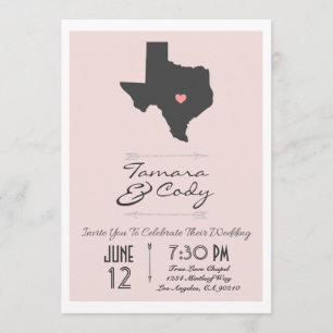 Elegante rosafarbene Texas Hochzeits-Einladung Einladung