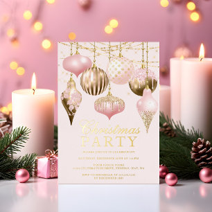 Elegante rosafarbene und goldene Weihnachtsdekorat Folieneinladung