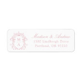 Elegante rosafarbene Wappen-Monogramm-Hochzeitsadr (Vorne)