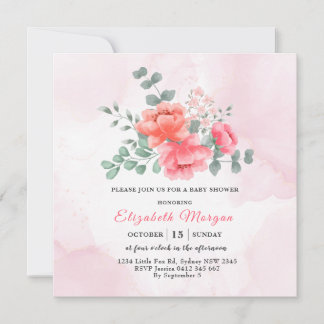 Elegante rosafarbene Wasserfarbe-Babyparty