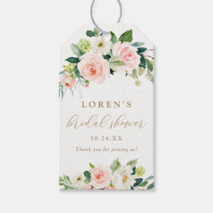 Elegante rosafarbene Wasserfarben-Blumen-Hochzeits Geschenkanhänger