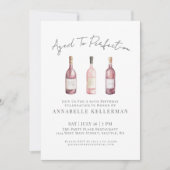 Elegante rosafarbene Wein-Geburtstagsfeier Einladung (Vorderseite)