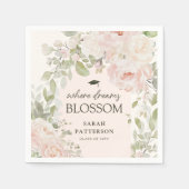 Elegante rosaflorale Abschlussfeier Serviette (Vorderseite)