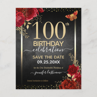 Elegante Rose 100. Geburtstag Save the Date Hausha