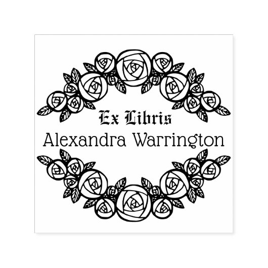 Elegante Rose #1 Round Ex Libris Book Name Permastempel (Design)