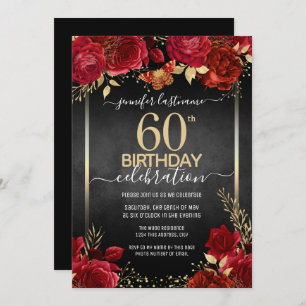 Elegante Rose 60. Geburtstag Einladung