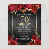 Elegante Rose 70. Geburtstag Einladung (Vorderseite)