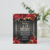 Elegante Rose 75. Geburtstag Einladung (Stehend Vorderseite)