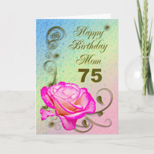 Elegante Rose 75. Geburtstagskarte für Mama Karte
