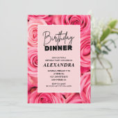 Elegante Rose Abendessen 82. Geburtstag Einladung (Stehend Vorderseite)