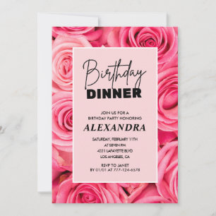 Elegante Rose Abendessen 99. Geburtstag Einladung