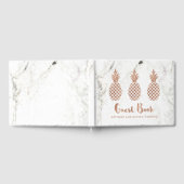 Elegante Rose Ananas aus weißem Marmor Gästebuch (Voll)