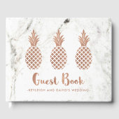 Elegante Rose Ananas aus weißem Marmor Gästebuch (Vorderseite)