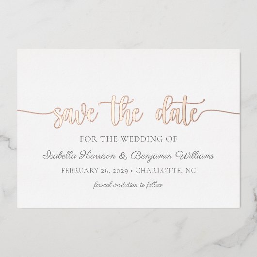 Elegante Rose Ankündigung Datum freihalten (Vorderseite)