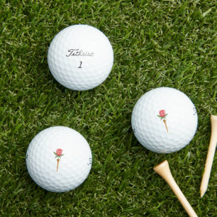 Elegante Rose auf einem Golf-Tee-Hochzeitsgeschenk Golfball