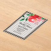 Elegante Rose auf Gingham Brautparty Acryleinladungen (Ablage )