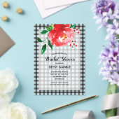 Elegante Rose auf Gingham Brautparty Acryleinladungen (In Situ (Hochzeit))