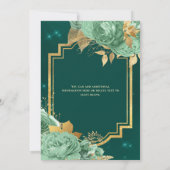 Elegante Rose aus der Blüte feiern Grüne Goldene Q Einladung (Rückseite)