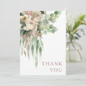 Elegante Rose aus der Blüte Rosa Hochzeit Dankeskarte (Stehend Vorderseite)