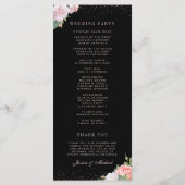 Elegante Rose aus der Blüte Rosa Schwarze Hochzeit Programm (Rückseite)