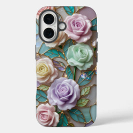 Elegante Rose aus festem Glas mit weichem Pastell iPhone 16 Hülle