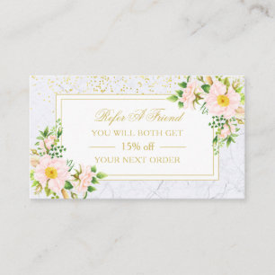 Elegante Rose aus floralem Marmor Chic Trendy Past Empfehlungskarte