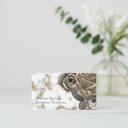 Elegante Rose aus Goldmarmor beruflich Visitenkarte (Stehend Vorderseite)