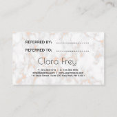 Elegante Rose aus Kupfer mit Goldlippen und Marmor Empfehlungskarte (Rückseite)