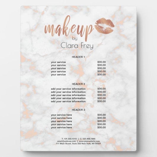 Elegante Rose aus Kupfer mit Goldlippen und Marmor Fotoplatte (Vorderseite)