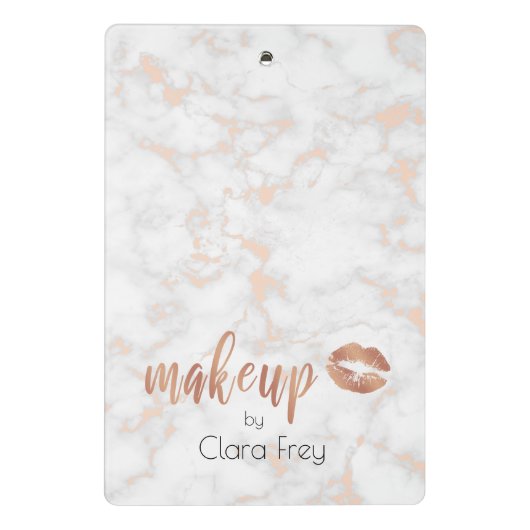 Elegante Rose aus Kupfer mit Goldlippen und Marmor Mini Klemmbrett (Rückseite)