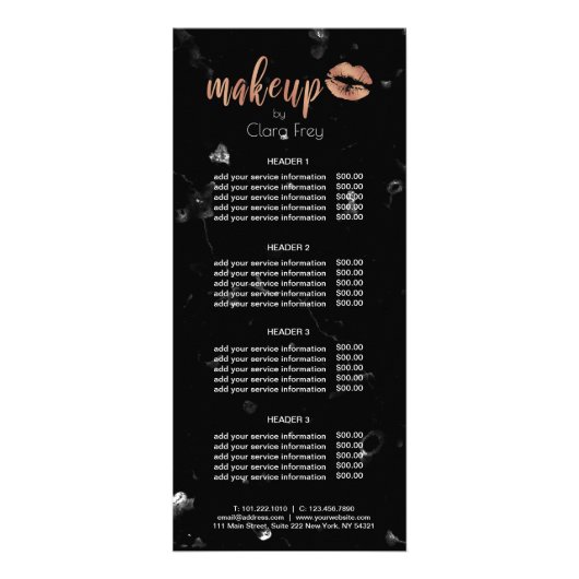 Elegante Rose aus Kupfer mit Goldlippen und Marmor Werbekarte (Vorne)