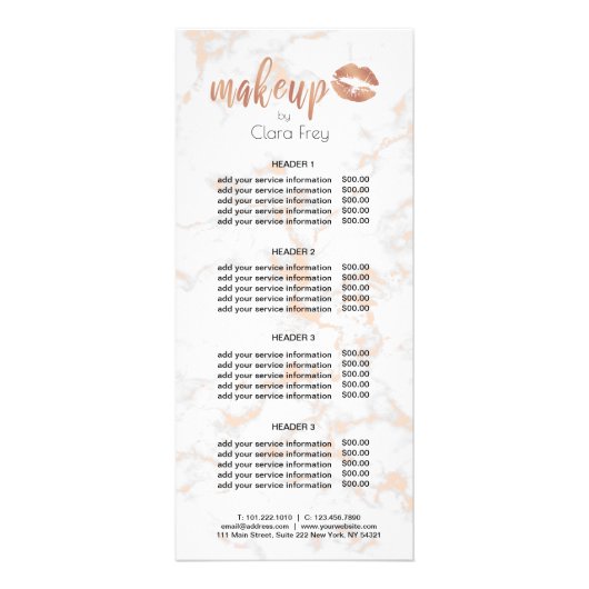 Elegante Rose aus Kupfer mit Goldlippen und Marmor Werbekarte (Vorne)