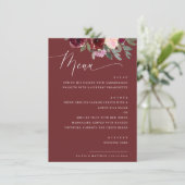 Elegante Rose aus rotem Mond. Hochzeit im Garten Menükarte (Stehend Vorderseite)