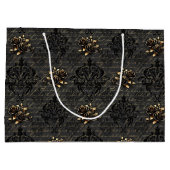 Elegante Rose aus schwarzem Gold Große Geschenktüte (Rückseite)