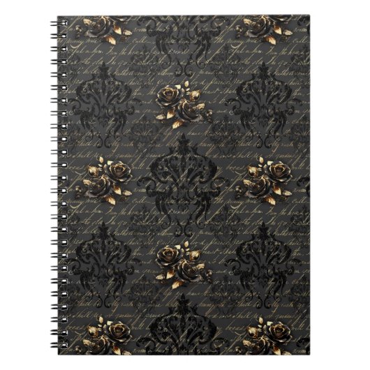 Elegante Rose aus schwarzem Gold Notizblock (Vorderseite)