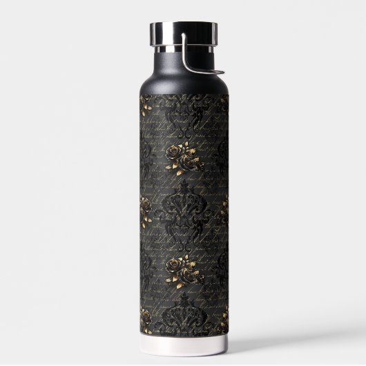 Elegante Rose aus schwarzem Gold Trinkflasche (Links)