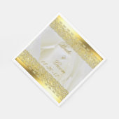 Elegante Rose aus Weiß und Gold Serviette (Ecke)