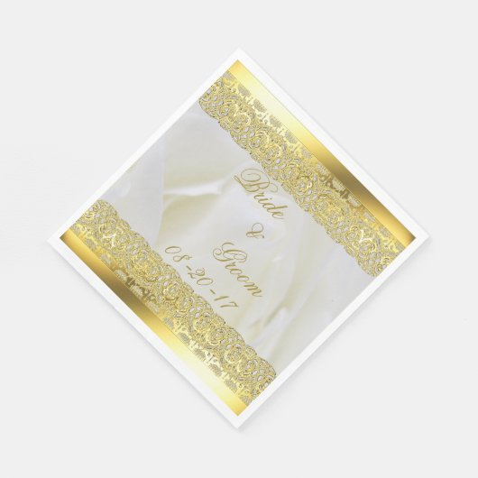 Elegante Rose aus Weiß und Gold Serviette (Ecke)