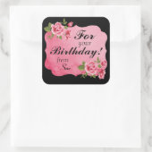 Elegante Rose benutzerdefinierte Geschenkklammer Quadratischer Aufkleber (Tasche)