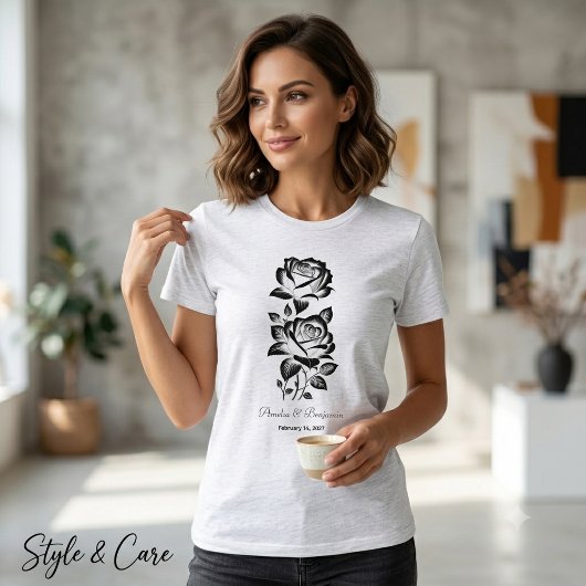 Elegante Rose benutzerdefiniertes Monogramm Datum Tri-Blend Shirt