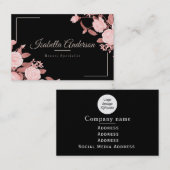 Elegante Rose Black Visitenkarte (Vorne/Hinten)