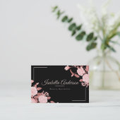 Elegante Rose Black Visitenkarte (Stehend Vorderseite)