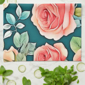 Elegante Rose Bloom Design Geschirrtuch (Gefaltet)